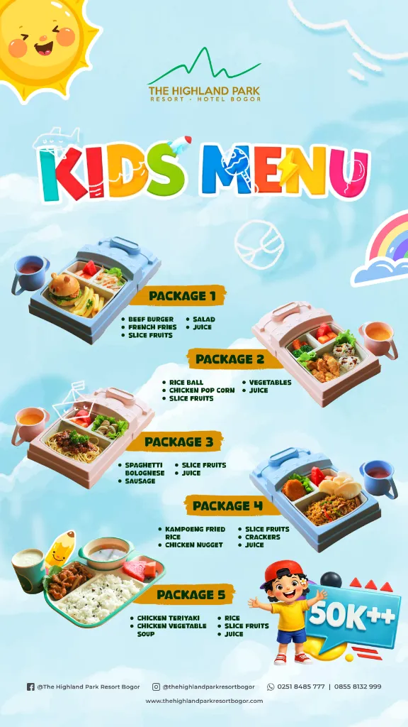 Poster Kids Menu Special Highland Park Resort