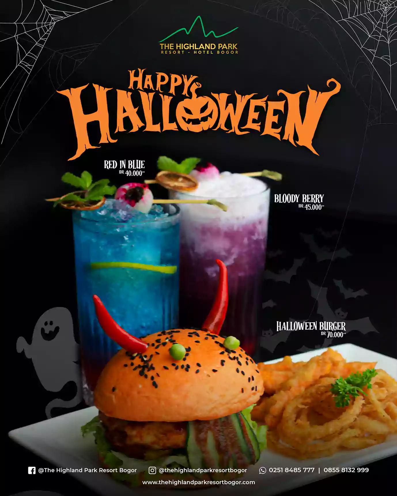 Promo Halloween burger dan minuman spesial di The Highland Park Resort Bogor